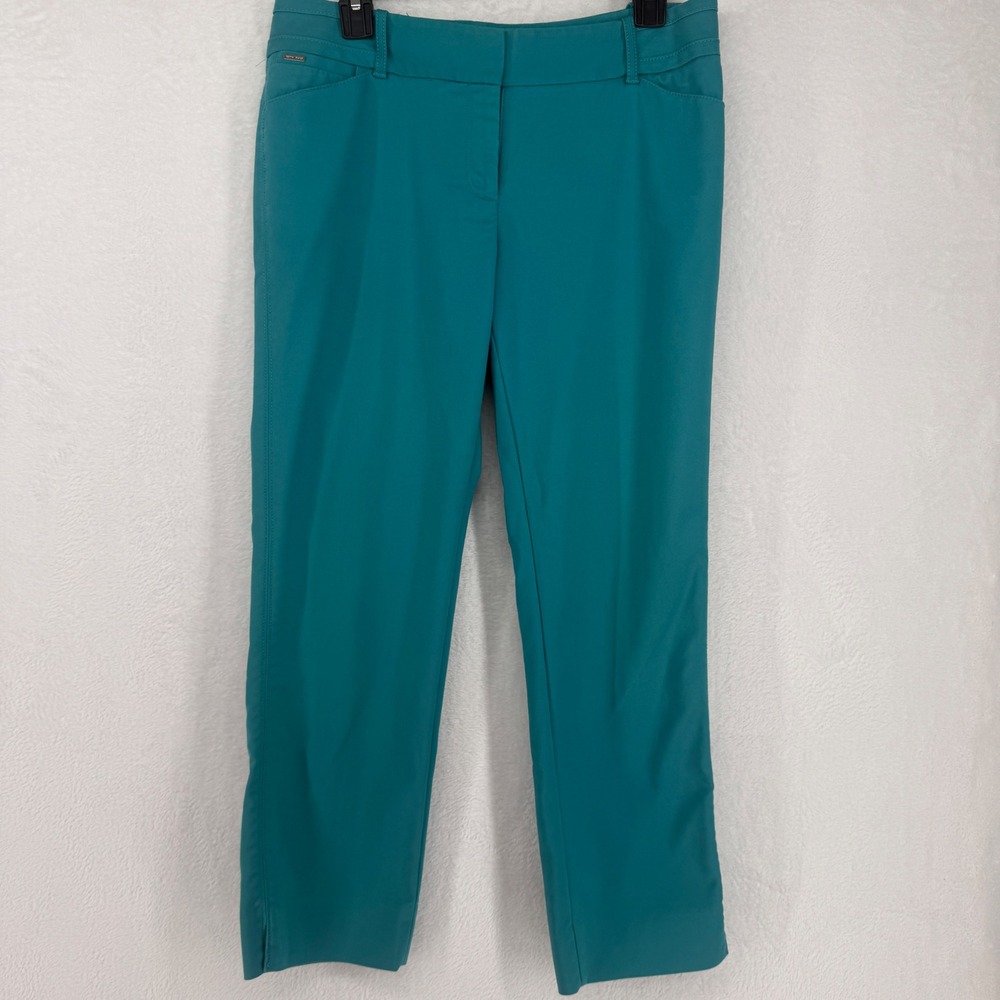 White House Black Market Slim Ankle Pants Womens 6R Teal Stretch Cotton